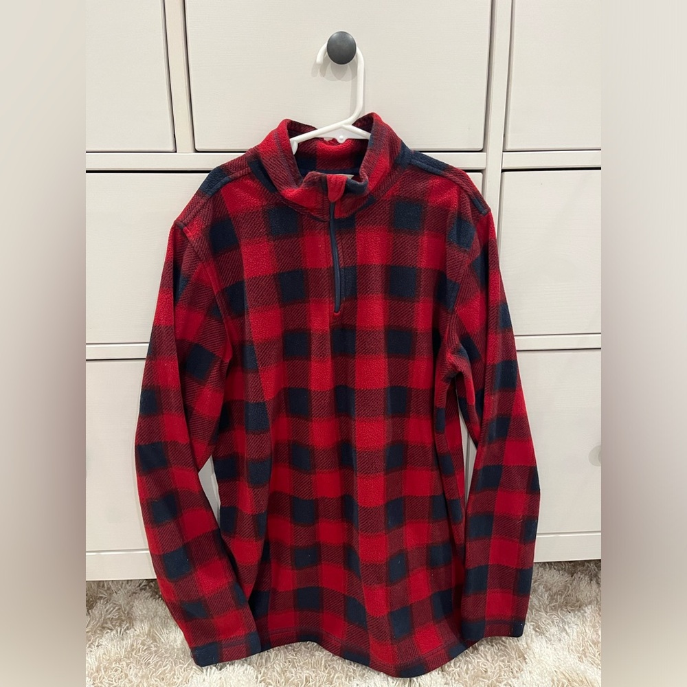 Lands End Kids Lightweight Red Fleece Quarter Zip Pullover Size L